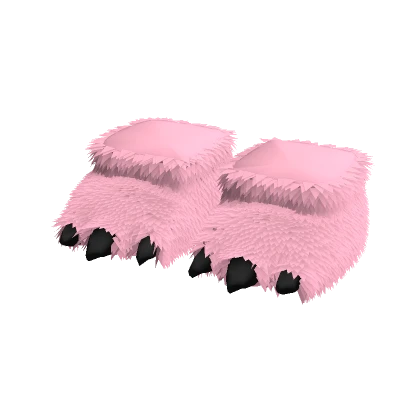 chunky light pink monster fur claw slippers