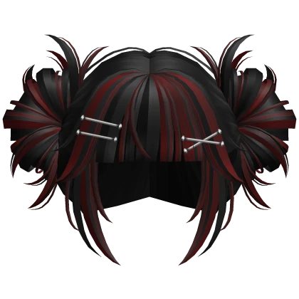 Mystical Wispy Anime Fairy Buns (Black and Red)