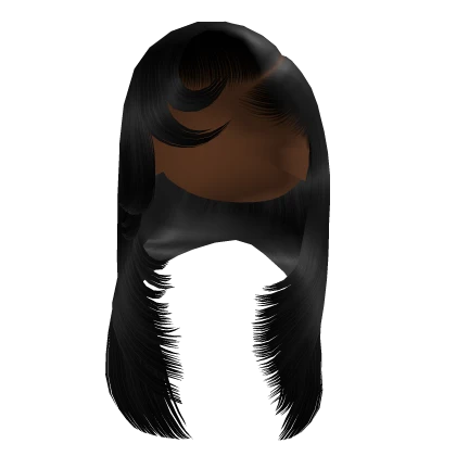 Side Part W/ Curled Bangs [Black]