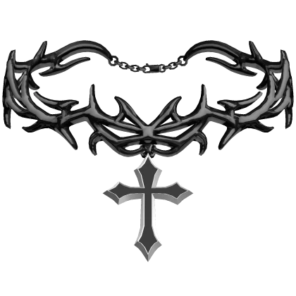 Y2K Black Gothic Cyber Choker w/ Cross