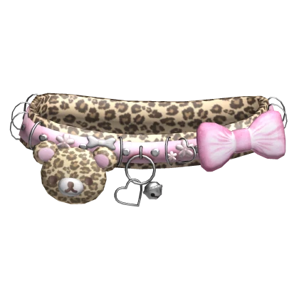 Kawaii Gyaru Leopard Pink Teddy Plushy Charm Belt