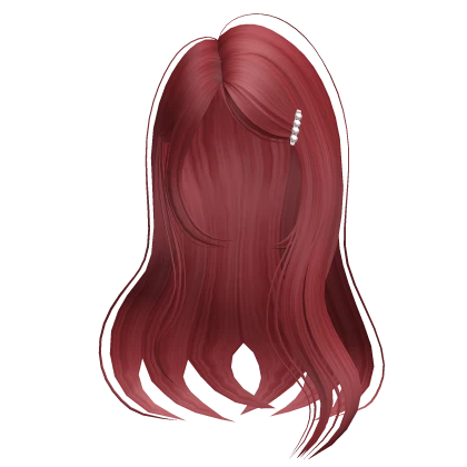 Soft Girl Long Straight Hair with Side Clip Red
