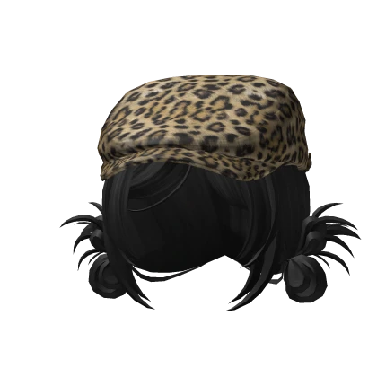 🍀Y2K Beret Spikey Buns (Leopard & Black)