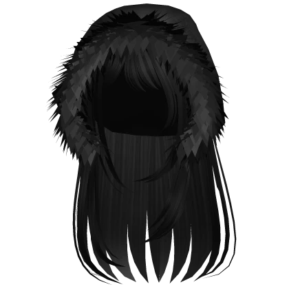 Black Straight Hair w Black Hood