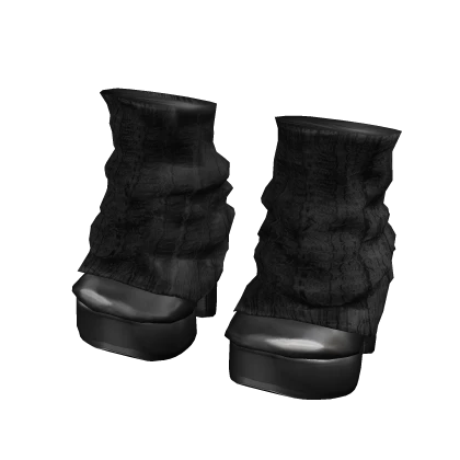 High Heeled Platform Boots w/ Leg Warmers in Black