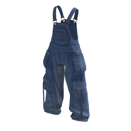 Baggy Oversized Denim Overalls in Blue