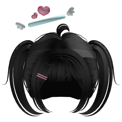 ♡ Cute vals angel black short pigtails