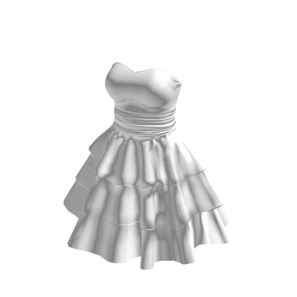 White Strapless Ruffle Layer Dress