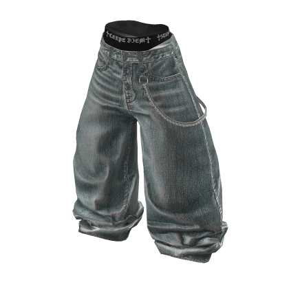 ★y2k chain loosefit wide vintage jeans★