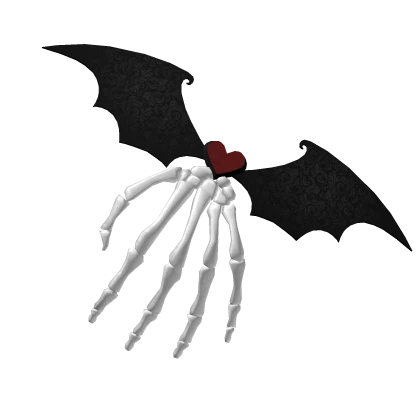 ✦ Gothic Halloween Bat Heart Skeleton hands clip🦇