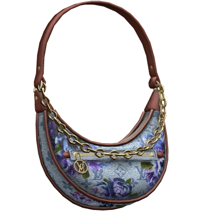 Luxury Designer Purse ( Blue Flower Print )
