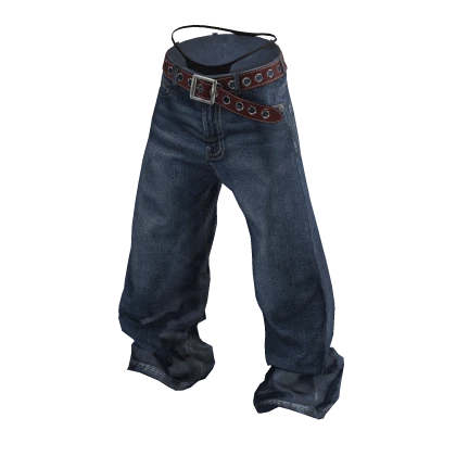 💗Y2K OVERSIZED JEANS WITH BELT_BLUE
