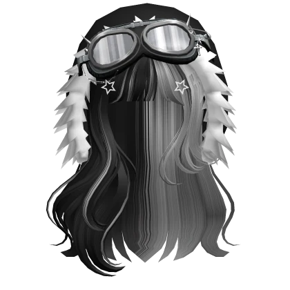Black&Gray long anime hair w/ Y2K Hood Goggles
