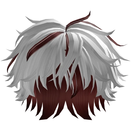 White w red Messy fluffy Midle Part Anime Boy Hair