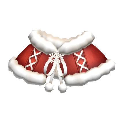 Christmas Red and White Shawl with Ribbons