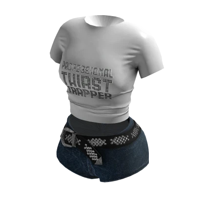 Baddie Shirt W/ Denim Shorts n Belt 