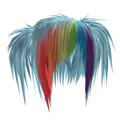 Messy Teased Pigtails (Light Blue/Rainbow)