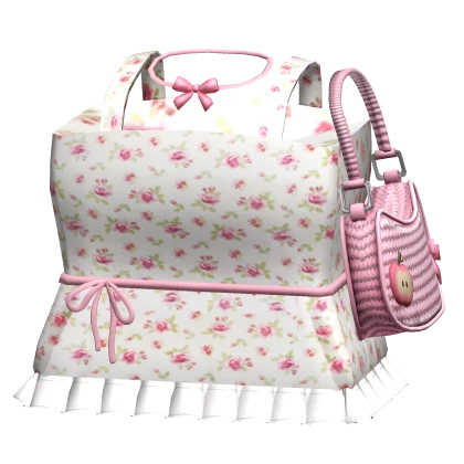 igari cottagecore dress w purse + necklace