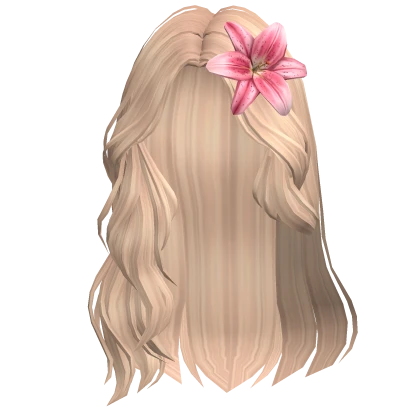 Beach Swept Wavy Hair w/ Lily Flower (Blonde)