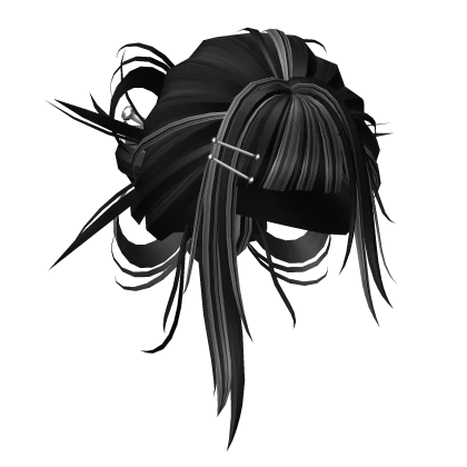 Anime Grey & Black Messy Hair Bun
