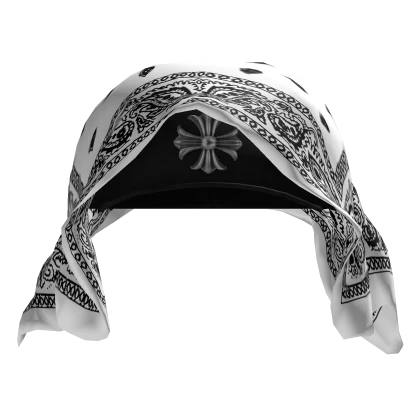 Black Chrome Fitted Cap w White Bandana