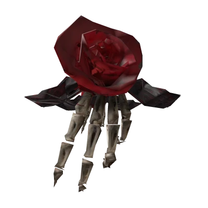 Red Rose with Skeleton Hand