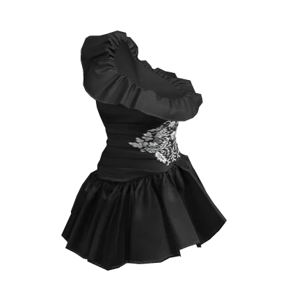 ✨ Ruffle One Shoulder Black Dress