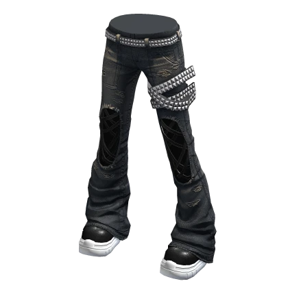 Y2K Starry Jeans Solid Dark Green