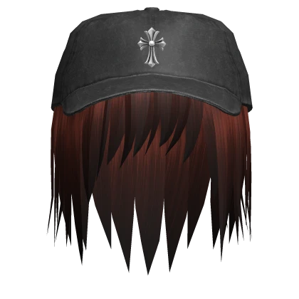Red Vkei Emo Anime Hair with Chrome Hat