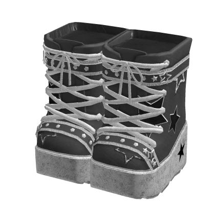 🍀Y2K Star Long Boots (Black/White)