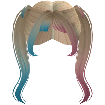 Cute Pigtails blonde whit blue/pink