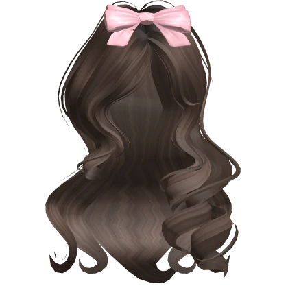 ♡ coquette brown curls with pink bow