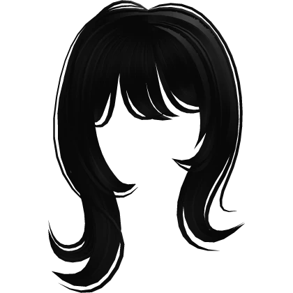 Black Wolfcut Wispy Messy Cute Layered Bangs