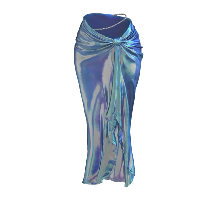 BB Blue Summer Iridescent Mermaid Flowy Wrap Skirt