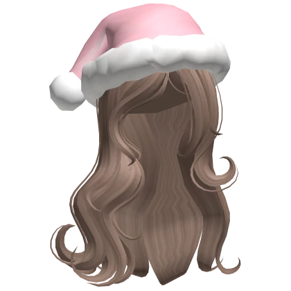 ♡ christmas silky hair with santa hat in milktea