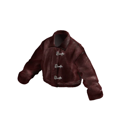 MARCHÉE - Burgundy Fireman Clasp Leather Jacket