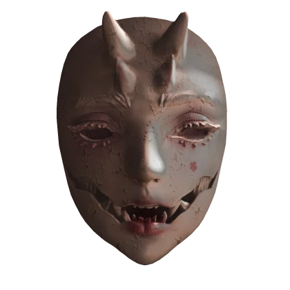 Creepy Pink Blossom Oni Mask