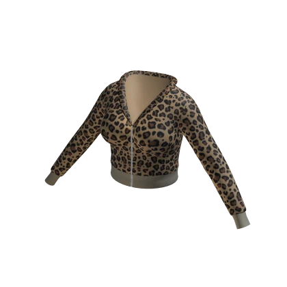 Tracksuit Hoodie Leopard Euina Baddie Cropped
