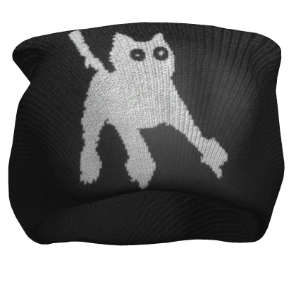 scared cat black beanie