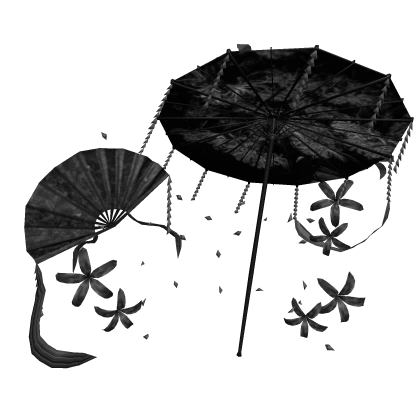 Black Spider Lily Maximalist Umbrella Fan