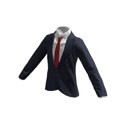 Navy Blue Blazer w/ Shirt & Red Tie