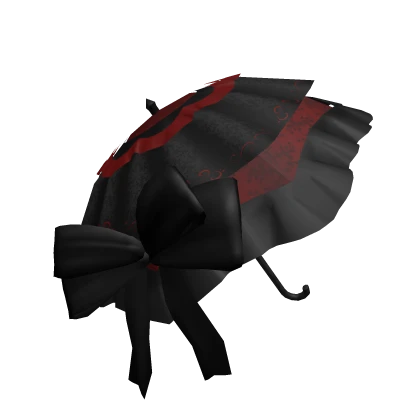 Victorian Ruffled Parasol - Black/red