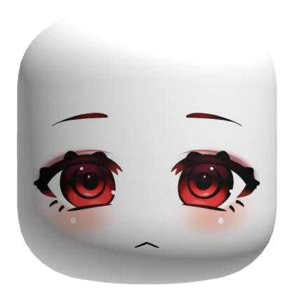 Red Rose Eyes Cute Chibi Face - White