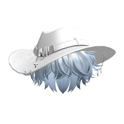 Sky Blue Messy Hair w/ Fedora