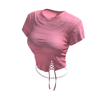 BB Cute Pink Cropped Top w/ Lace  