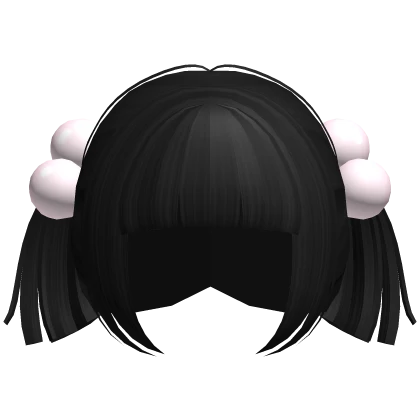 ♡ : black baby hime pigtails + giant bobbles