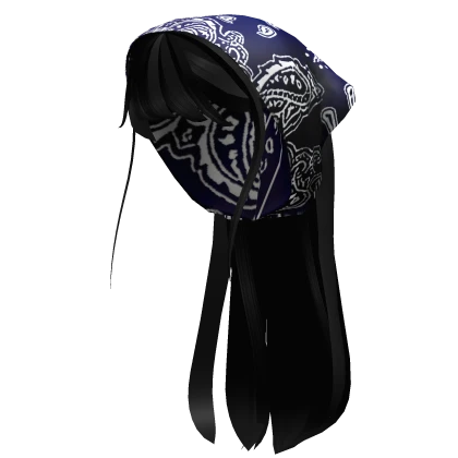Bandana long black hair w/ bangs