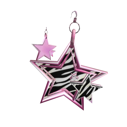 Pink & Zebra Star Earrings Y2k Iconic Mc-Bling