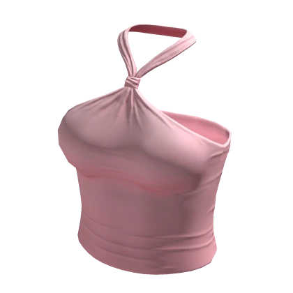 Halter Neck Top Pink Hem Baddie Tank Tee Shirt Y2K