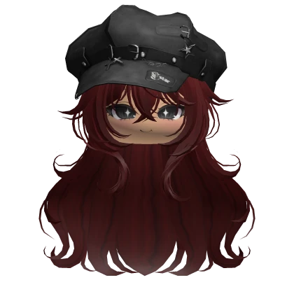 Cute Anime Girl w/ Y2K Punk Cap (Dark Red)